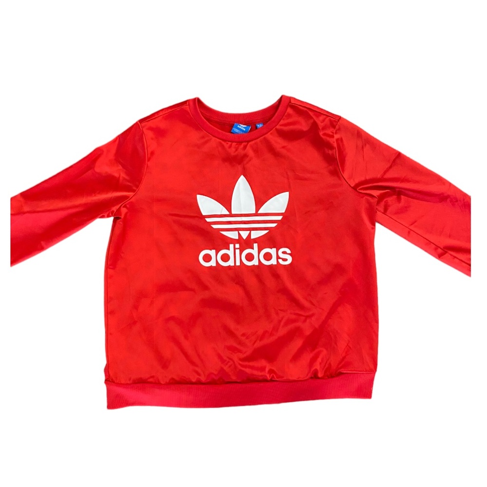 Vintage Adidas Red Shiny Polyester Crewneck Sweater